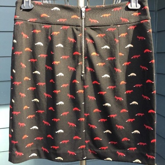 VIVIENNE TAM Fox Print Skirt M/L Woodland Red/Black/Beige Critter - Picture 4 of 4